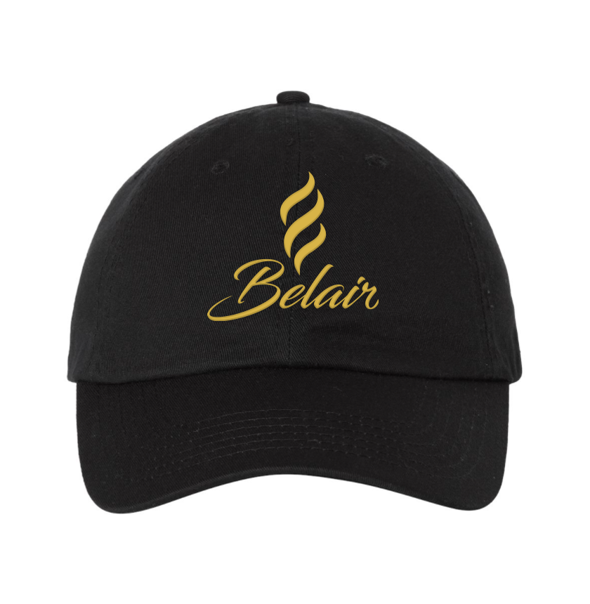 Belair Black Color Logo Design Classic Chino Cap Hat