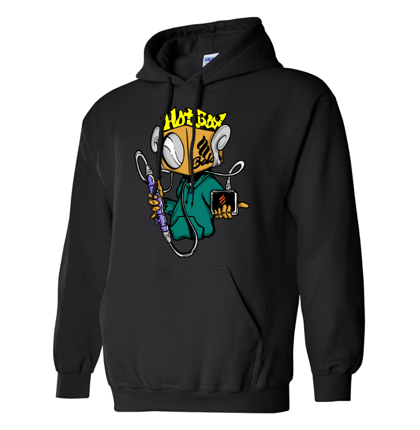 Belair Black Color HotBox Design Unisex Hooded Sweatshirt