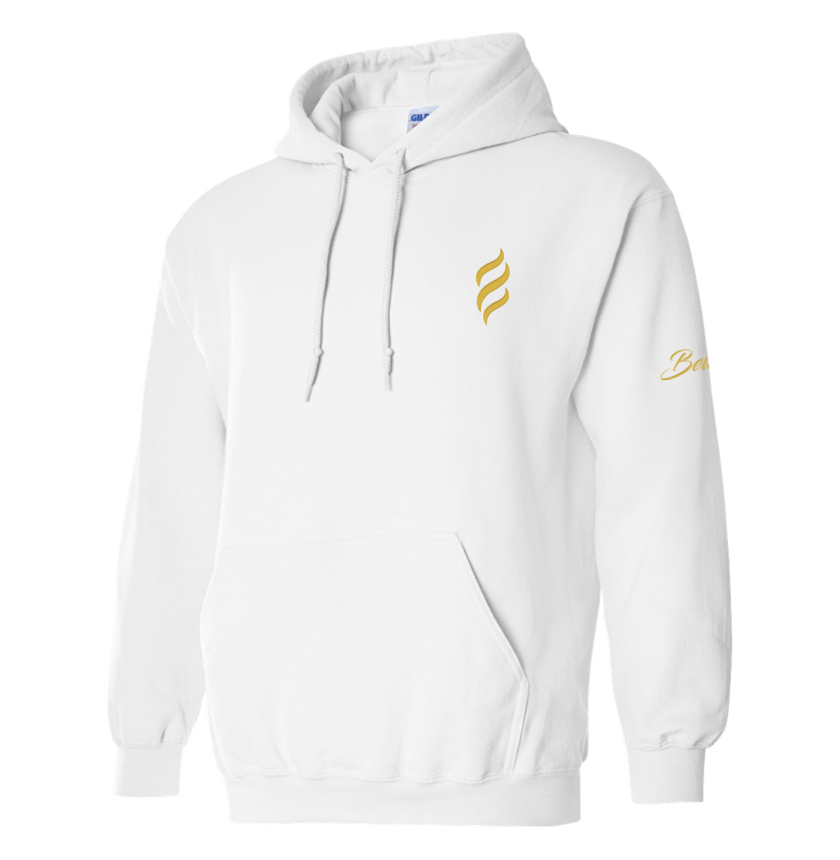 Belair White Color Flame Design Unisex Hooded Sweatshirt