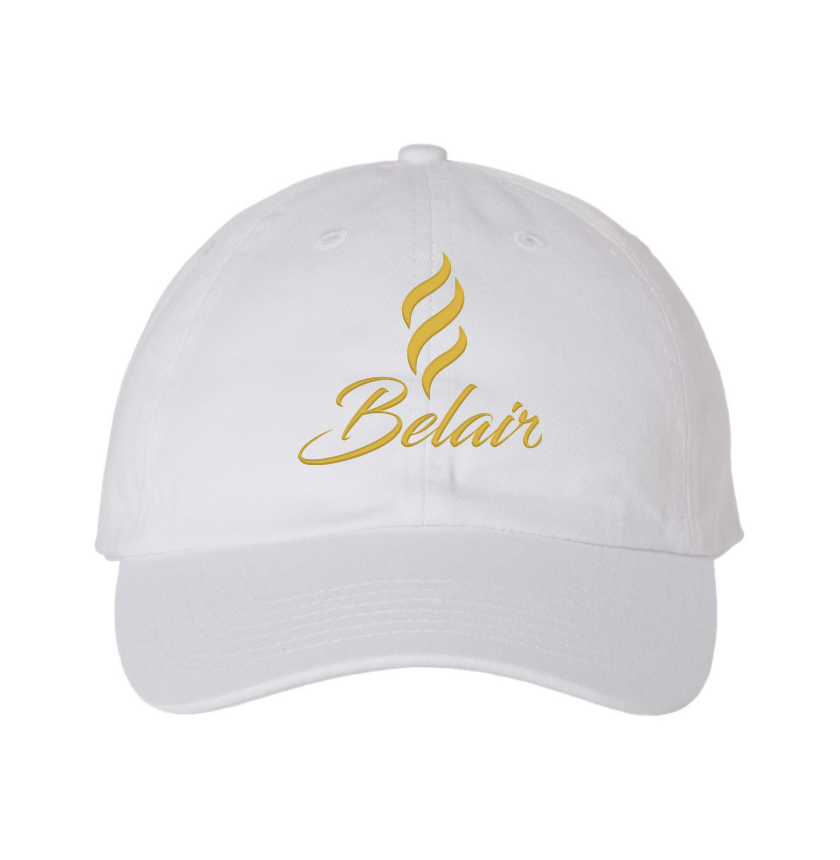 Belair White Color Logo Design Classic Chino Cap Hat